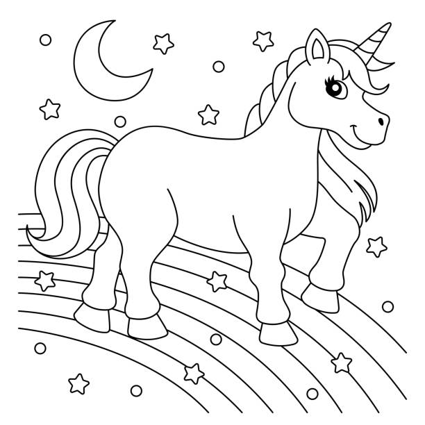 Unicorn coloring pages stock photos pictures royalty