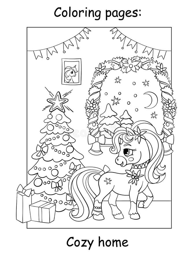 Unicorn christmas coloring books stock illustrations â unicorn christmas coloring books stock illustrations vectors clipart