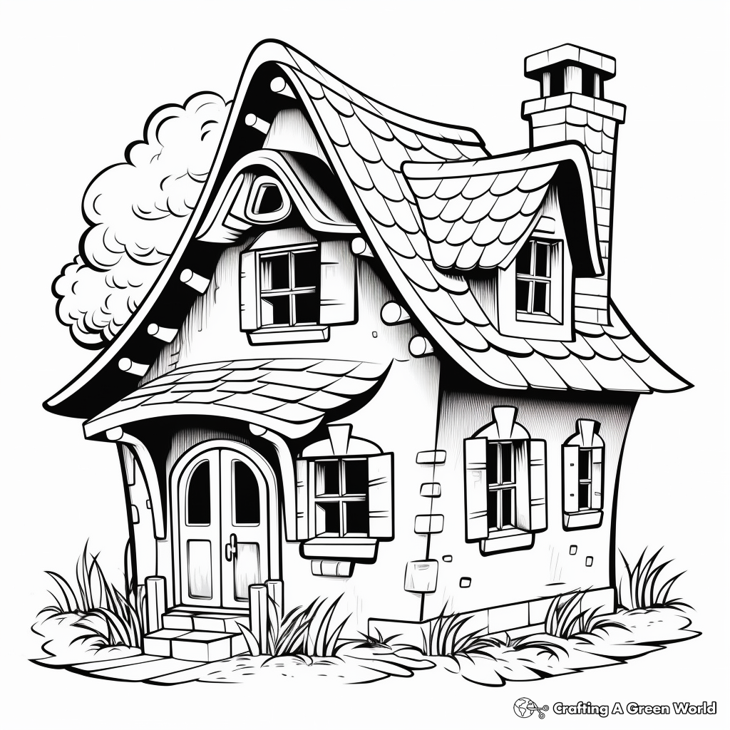 Unicorn house coloring pages