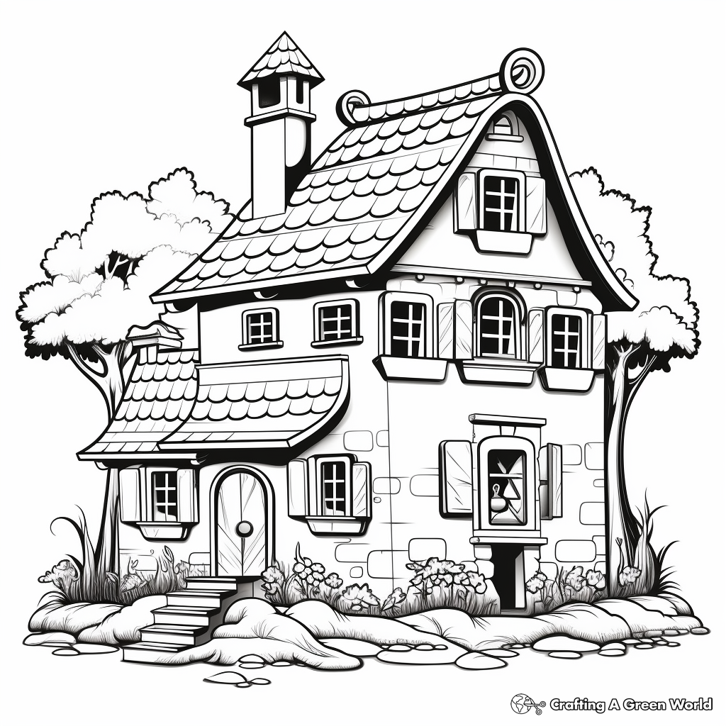 Unicorn house coloring pages