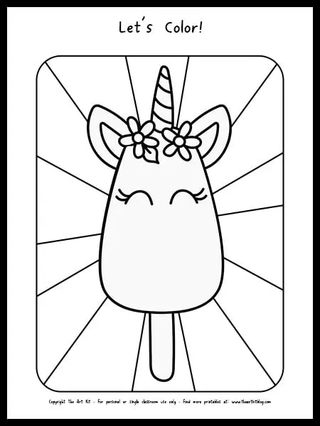 Unicorn ice cream coloring page free printable â the art kit