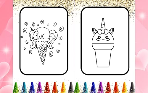 Glitter unicorn ice cream coloring book cute coloring book for kidsgreat gift for boys girlsappstore for android