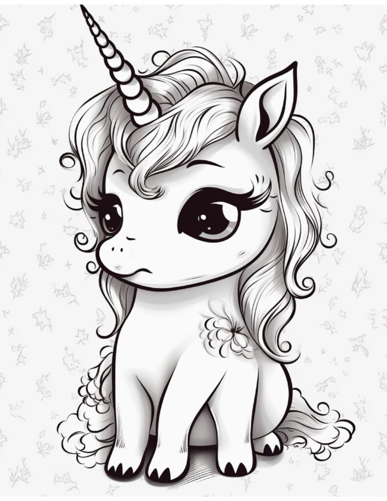 Free printable cute kawaii unicorn coloring pages