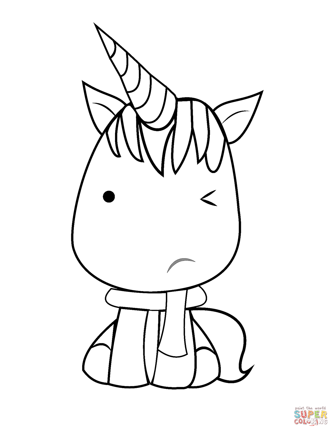 Kawaii unicorn coloring page free printable coloring pages