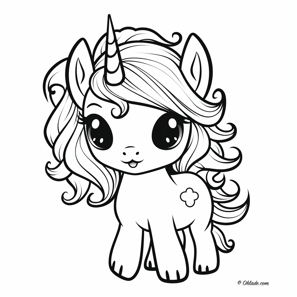 Adorably cute kawaii unicorn coloring pages