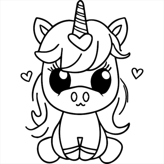 Premium vector kawaii unicorn coloring page