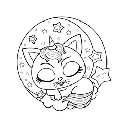 Unicorn kitten coloring pages vector images