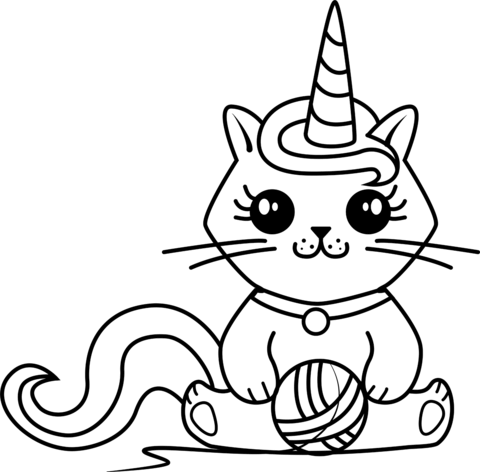 Unicorn kitty coloring page free printable coloring pages