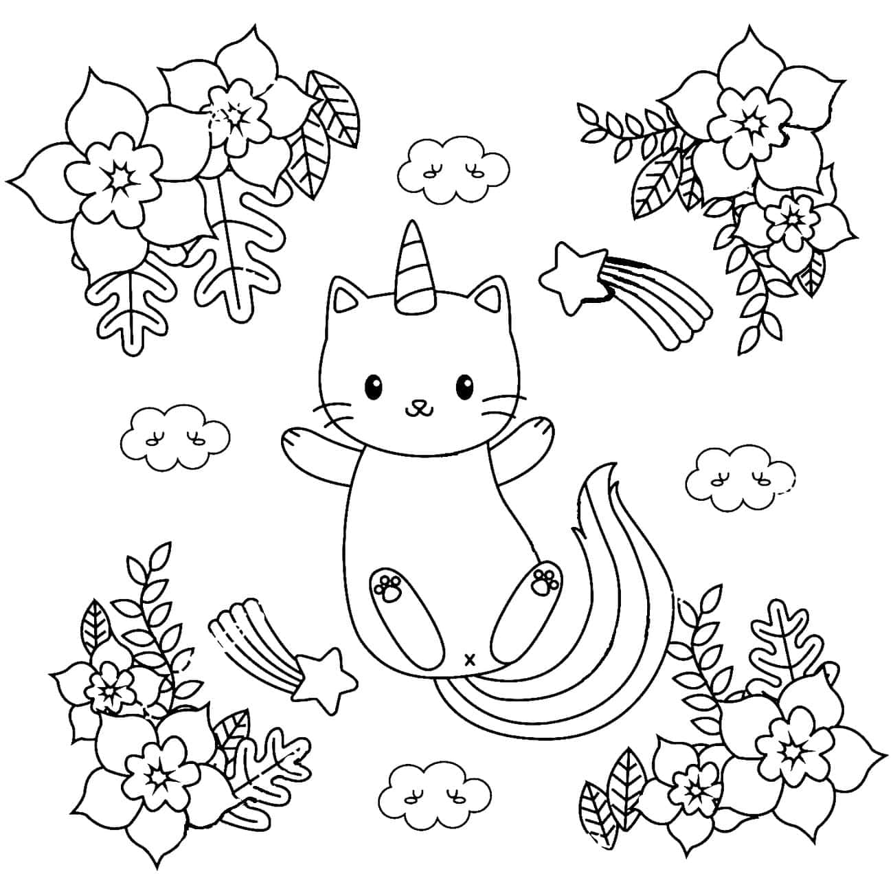 Download unicorn kitten cat coloring pictures