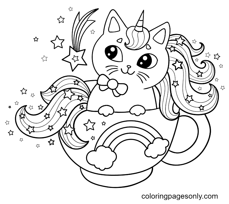 Unicorn cat coloring pages printable for free download