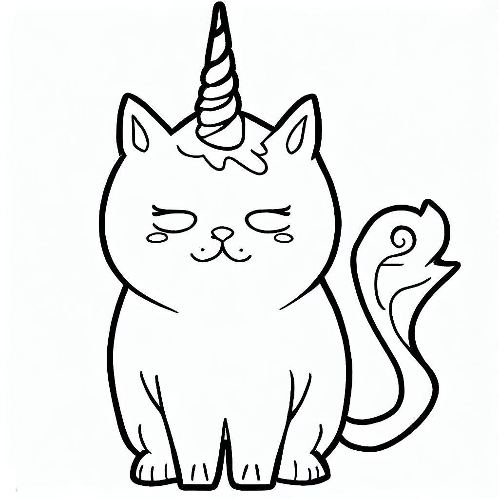 Unicorn cat free coloring page