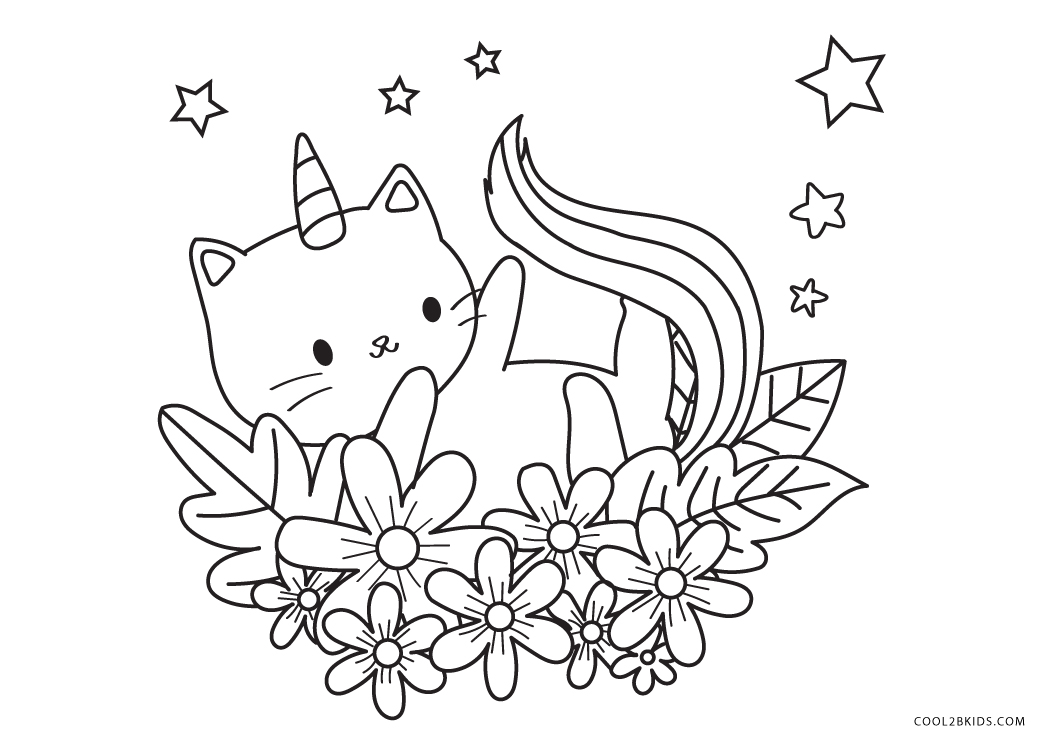 Free printable unicorn cat coloring pages for kids