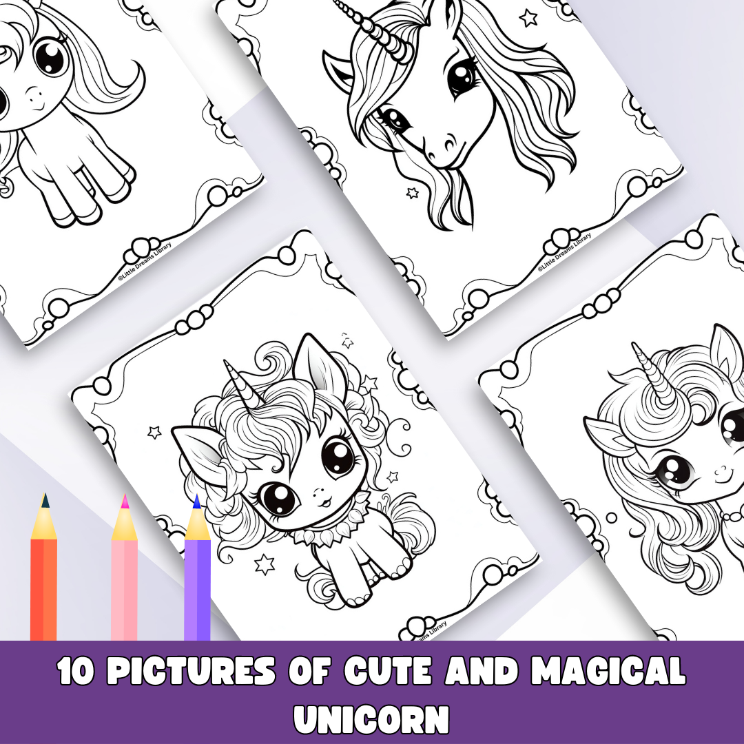 Magical unicorn coloring pages cute and kawaii pre