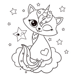 Unicorn kitten coloring pages vector images