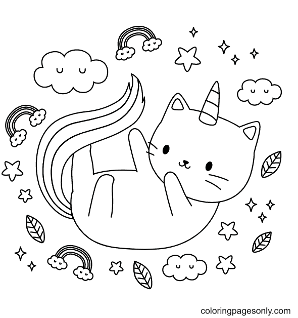 Unicorn cat coloring pages printable for free download