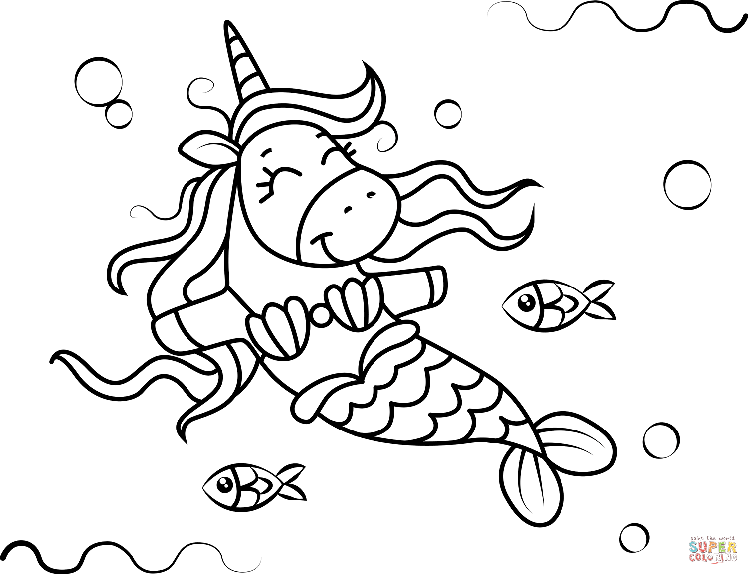 Unicorn mermaid coloring page free printable coloring pages