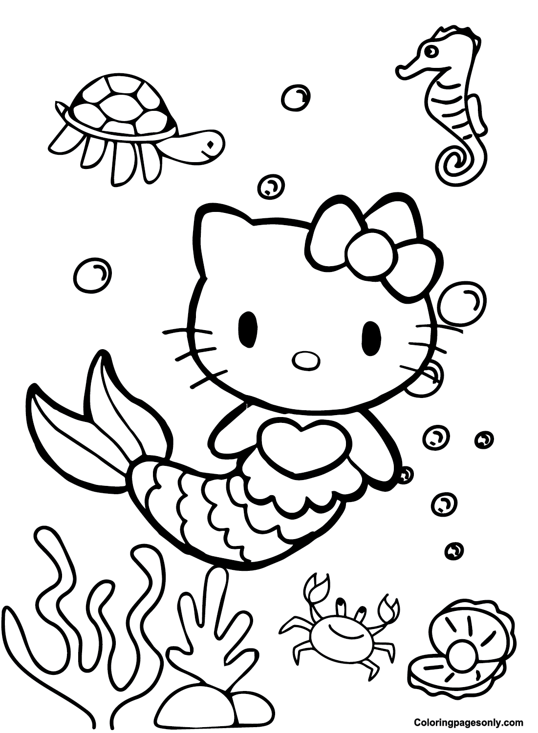 Hello kitty mermaid coloring pages printable for free download