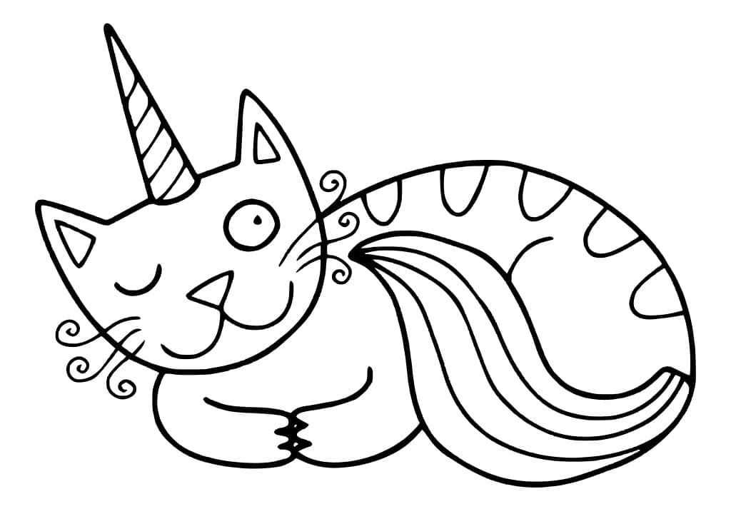 Unicorn cat mermaid coloring page