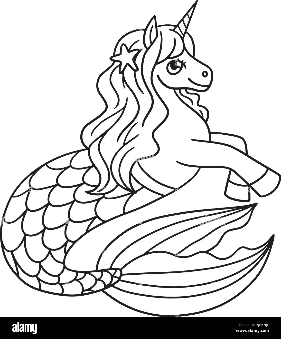 Mermaid unicorn isolated coloring page for kids stock vector image art
