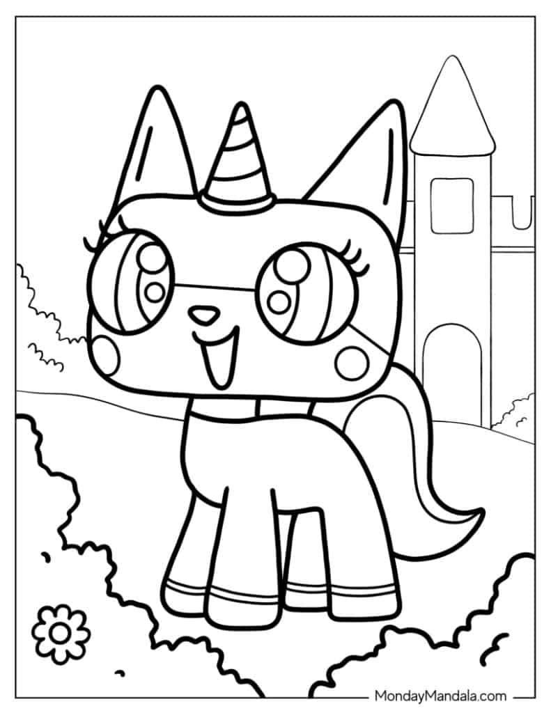 Unicorn cat coloring pages free pdf printables