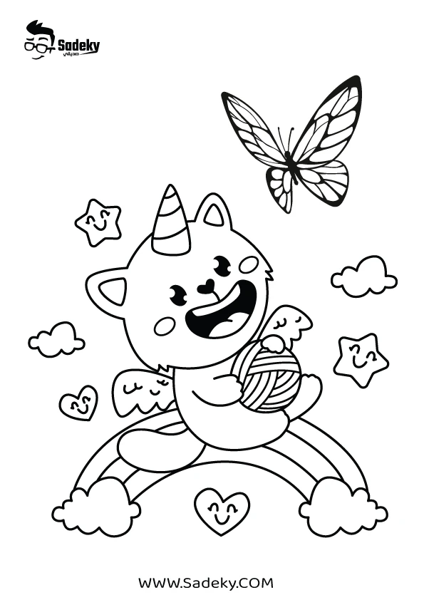 Free butterfly rainbow coloring pages printable