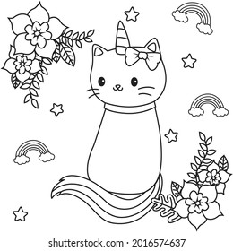 Hd caticorn cat unicorn coloring pages stock vector royalty free