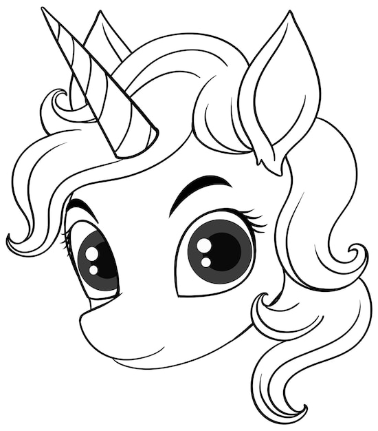 Free vector coloring page outline of cute unicorn