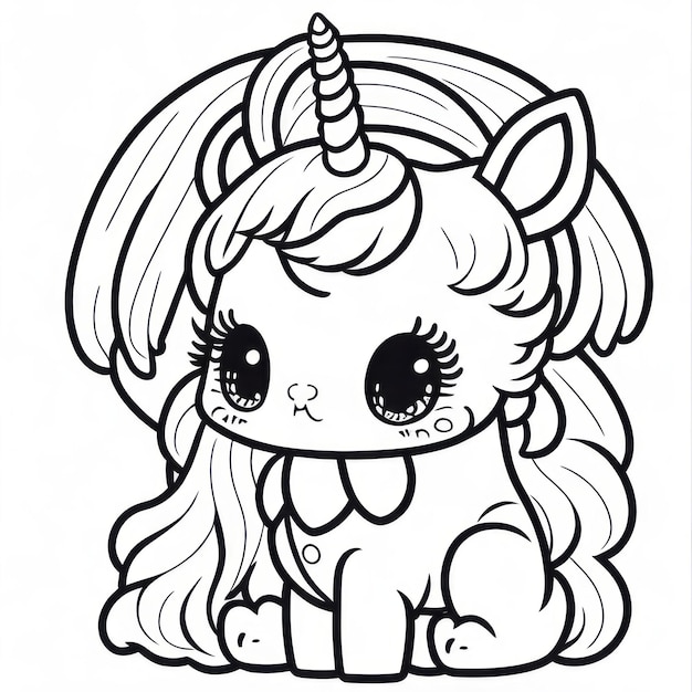 Premium ai image coloring page line art unicorn