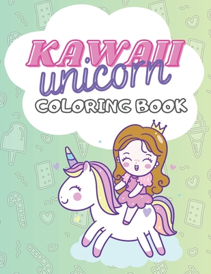 Kawaii unicorn coloring book pages for girls