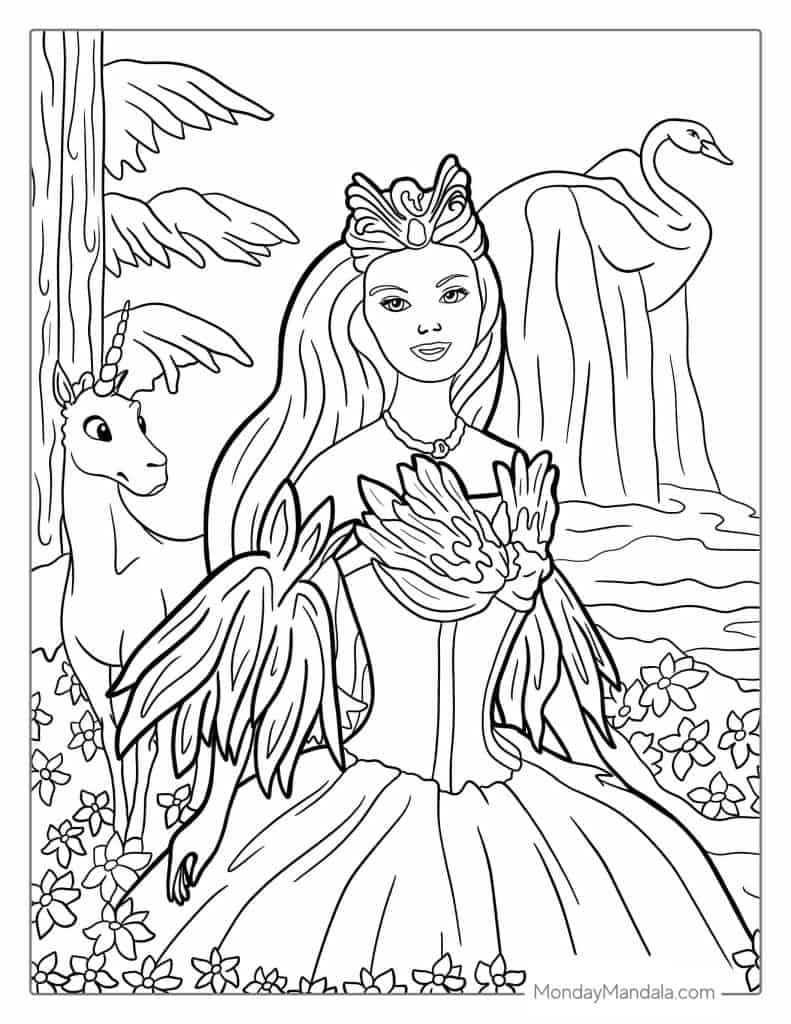 Barbie coloring pages free pdf printables