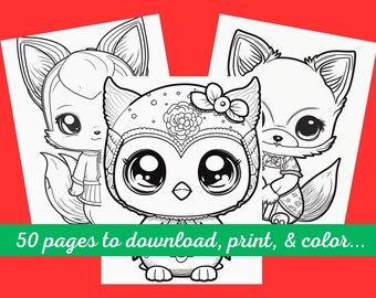 Baby animals coloring pages cute coloring book coloring pages printable pdf jpg instant download