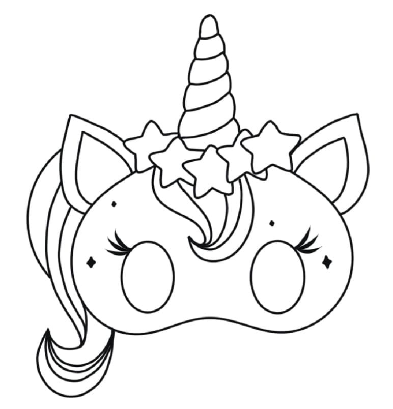 Unicorn cat mask coloring page