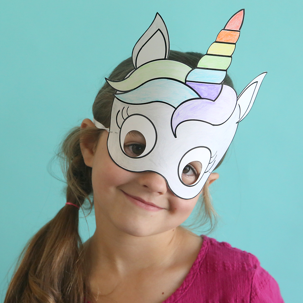 Unicorn masks to print and color free printable