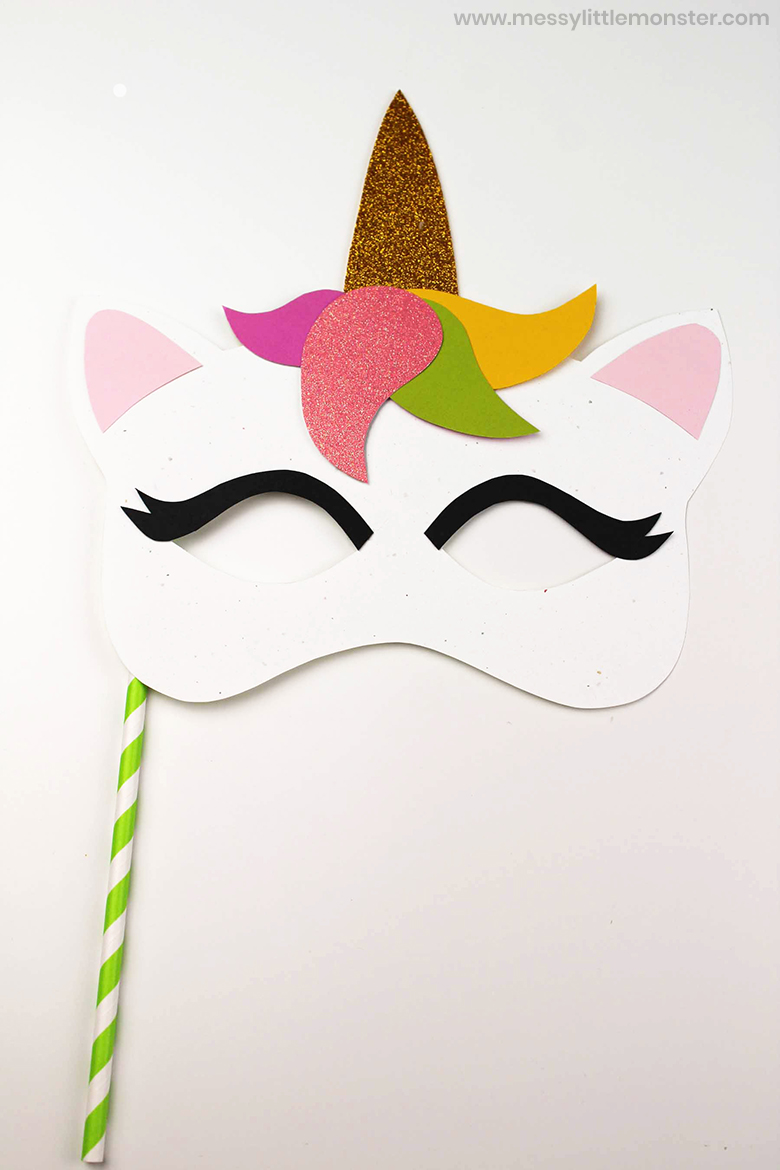 Easy unicorn mask craft with template