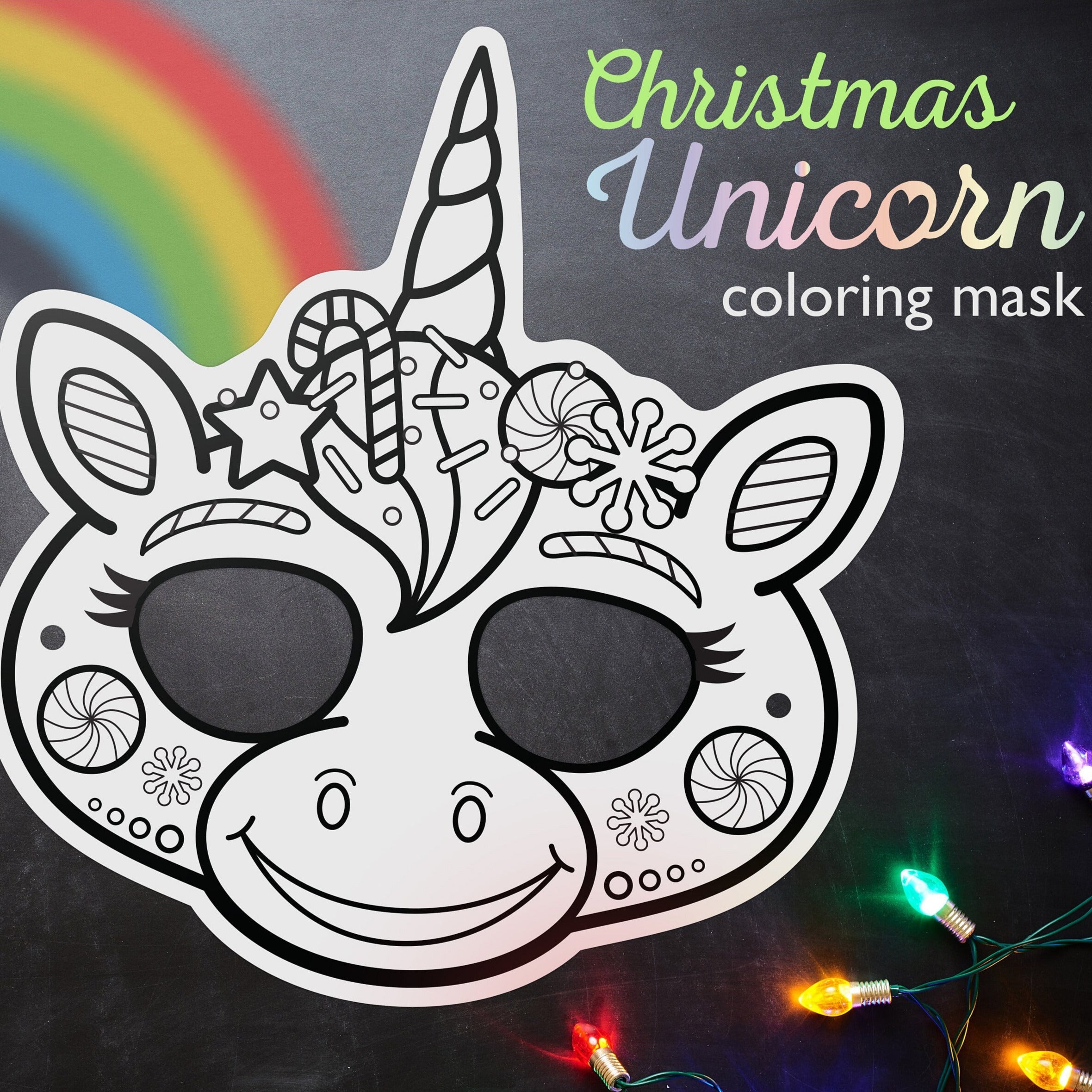 Printable christmas unicorn coloring mask â kudzu monster