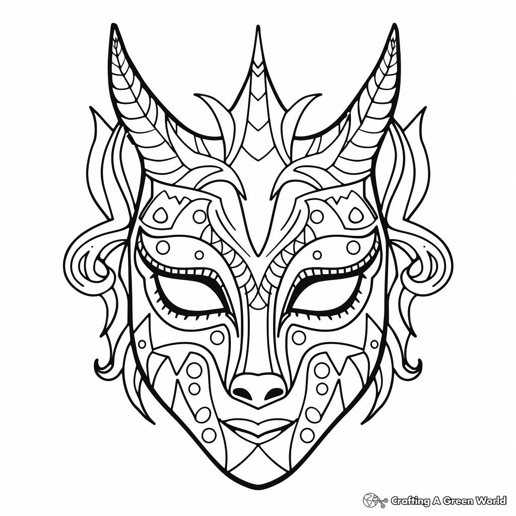 Unicorn mask coloring pages