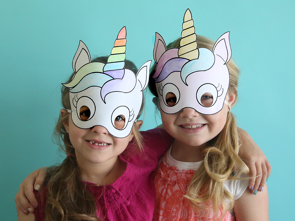 Unicorn masks to print and color free printable