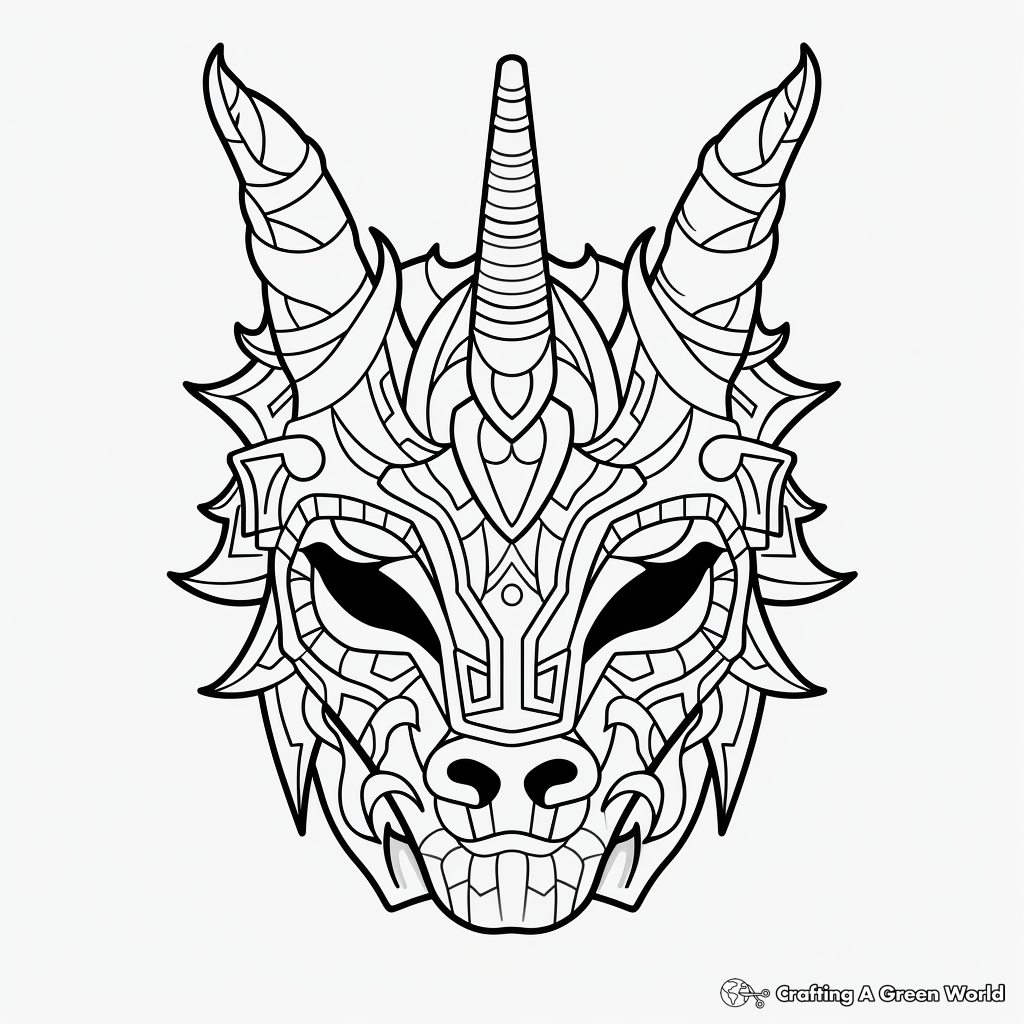 Unicorn mask coloring pages