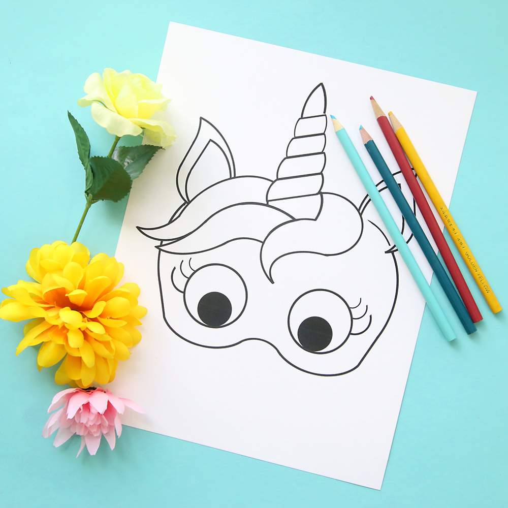 Unicorn masks to print and color free printable