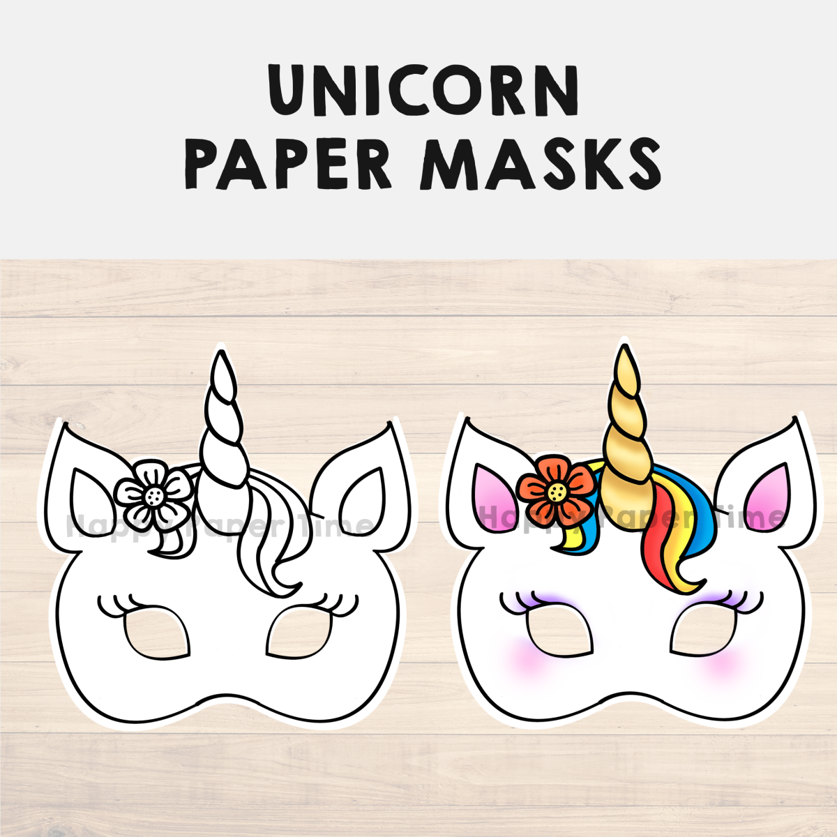 Unicorn paper mask printable fairytale coloring craft activity costume made by teachers