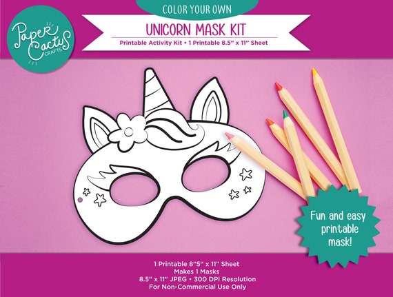 Printable color your own unicorn mask kit diy activity great for parents or teachers