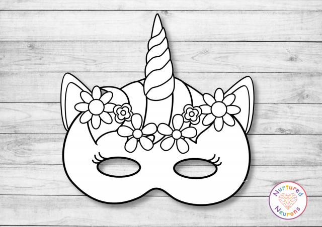 Diy printable unicorn masks color and plain templates pdf