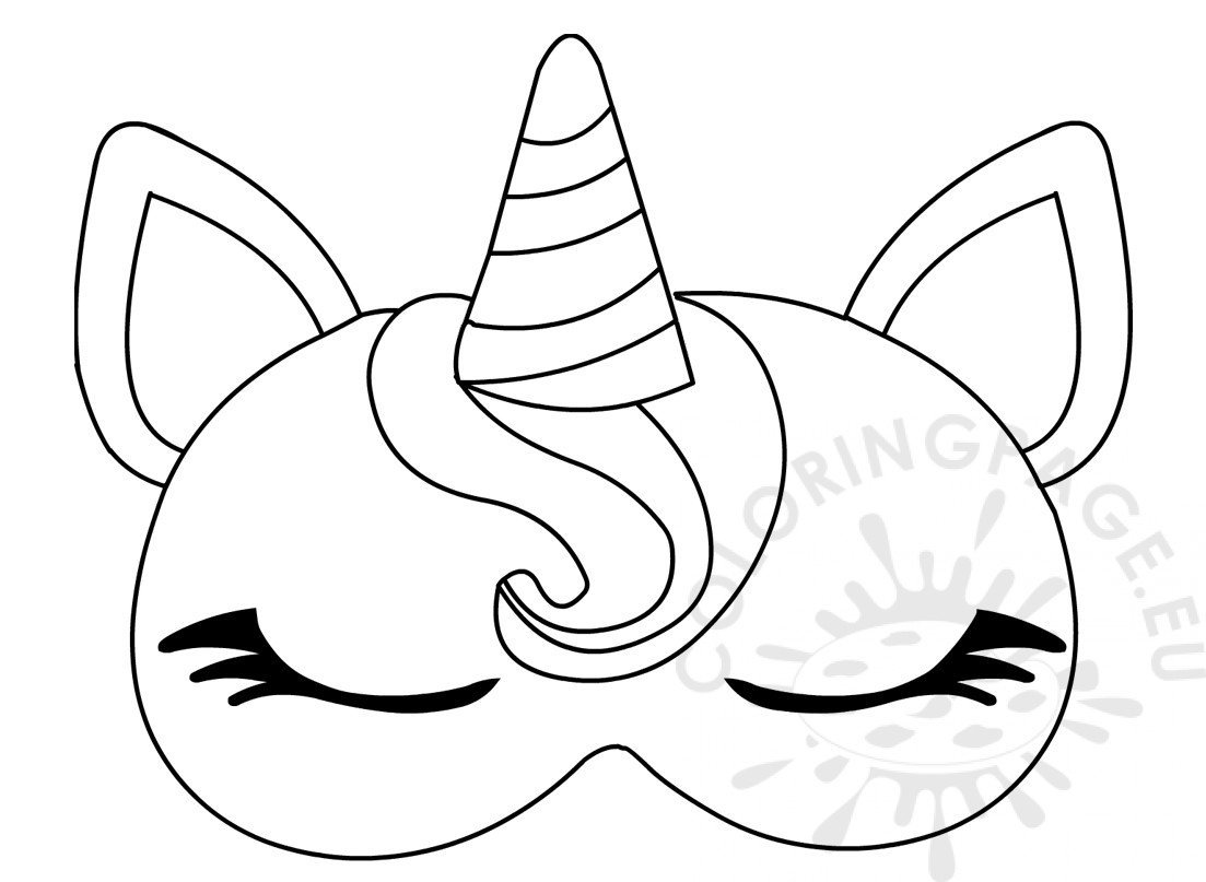 Unicorn sleep eye mask template coloring page