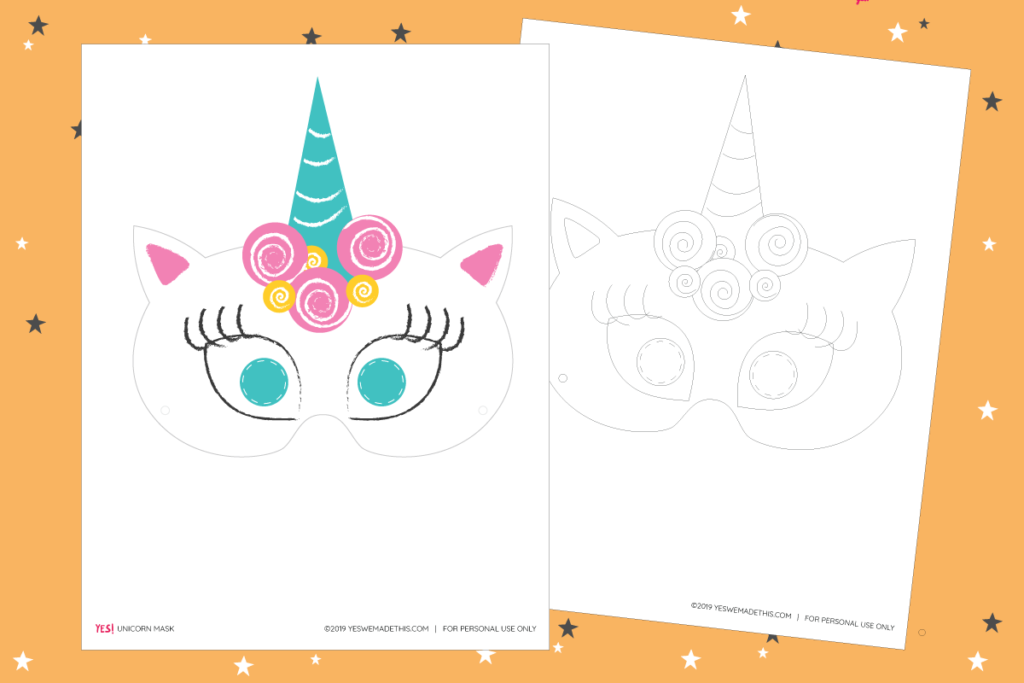 Diy kids halloween masks coloring template