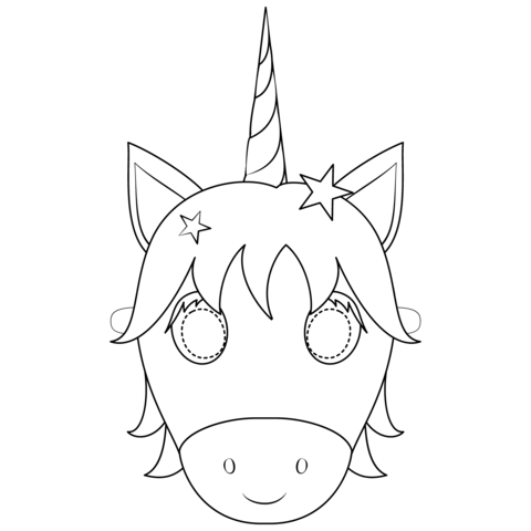 Unicorn mask coloring page free printable coloring pages