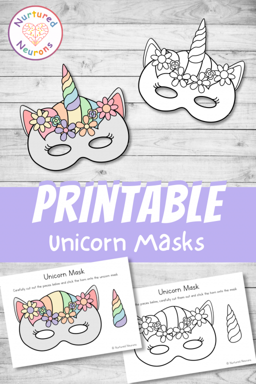 Diy printable unicorn masks color and plain templates pdf