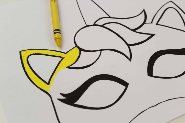 Unicorn mask craft printable colouring sheet mask