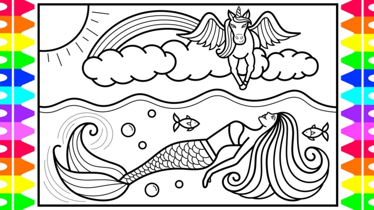 How to draw a eraid and unicorn for kids ððððeraid and unicorn drawing and coloring pages