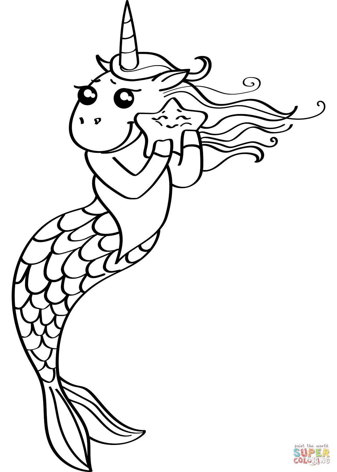 Mermaid unicorn coloring page free printable coloring pages