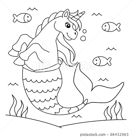 Unicorn mermaid coloring page for kids